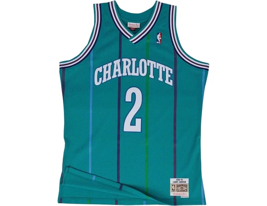 Product gallery, 1 of 8, Mitchell and Ness NBA Charlotte Hornets 1992-1993 Larry Johnson Swingman Jersey Blue