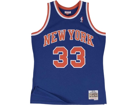 Product gallery, 1 of 9, Mitchell and Ness NBA New York Knicks 1991-1992 Patrick Ewing Swingman Jersey Blue