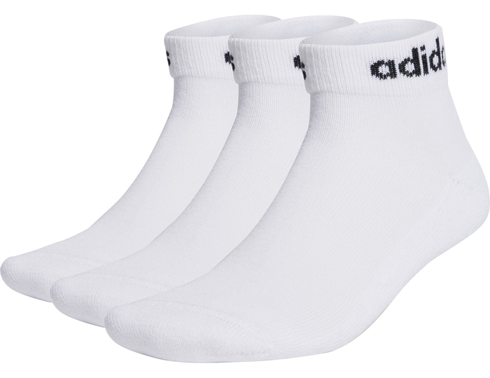 adidas Sportswear Unisex 3 Pack Cushioned Linear Ankle Socks, White/Black, Size L, Men