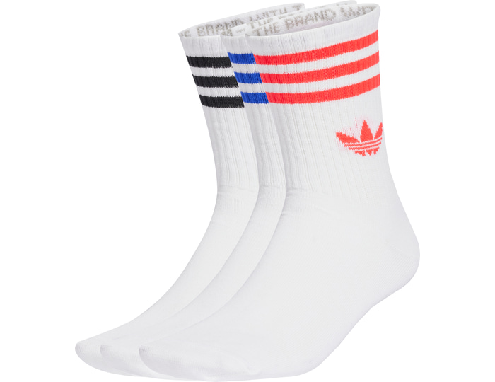 Adidas Mid Cut Crew 3 Pack Unisex Socks - White - Size
