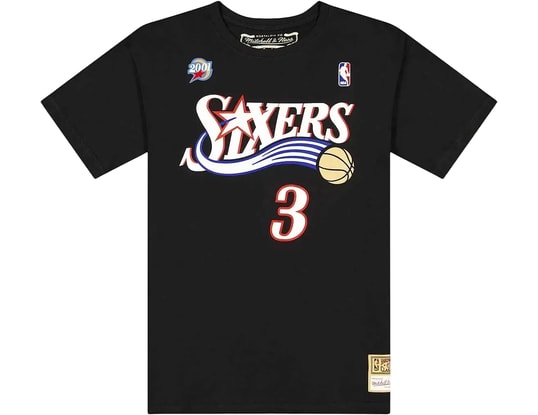 Product gallery, 1 of 9, Mitchell and Ness Philadelphia 76ers Allen Iverson N&N T-Shirt Black