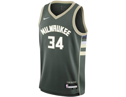 Produktgalerie, 1 of 2, Nike NBA Milwaukee Bucks Giannis Antetokounmpo Icon Swingman Trikot Kids Grün FKX005