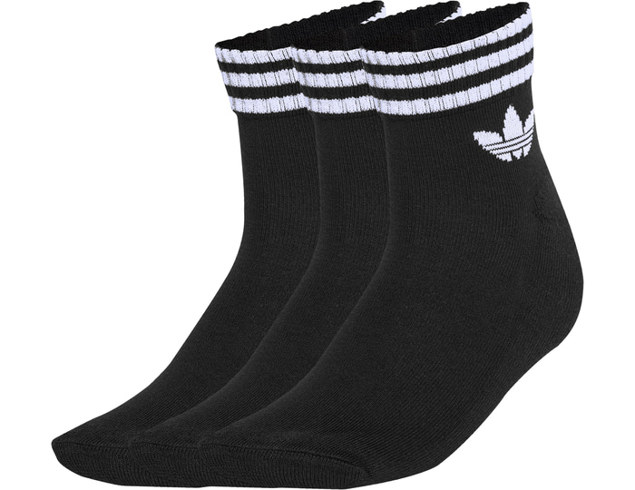 Adidas Originals Black 3 Stripes Ankle 3Er Pack Socks Large