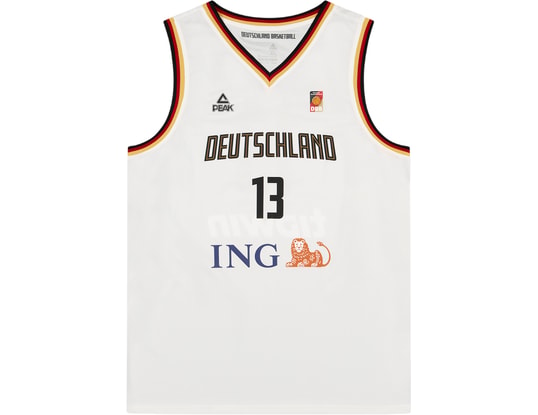 Product gallery, 1 of 4, Peak FIBA Germany Moritz Wagner Basketball Maglietta Bílá