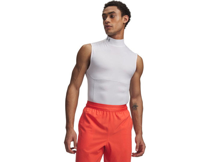 Under Armour White Hg Elite Sleeveless Mock C100 Large