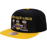 Mitchell and Ness NBA Los Angeles Lakers 2000-2002 Champs Back to Back to Back Snapback Gorra Negro