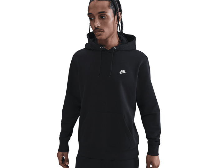 Nike Mens Club Pullover Hoodie, Black/Black/White, Size Xl, Men