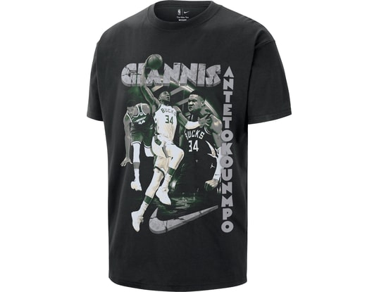 Product gallery, 1 of 2, Nike Milwaukee Bucks Courtside Originals Giannis Antetokounmpo T-Shirt Black C010
