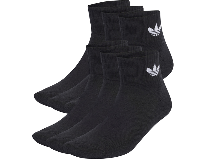 Adidas Originals Black Mid Ankle 6Er Pack Socks Small
