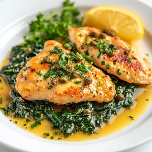 Chicken Piccata with Spinach