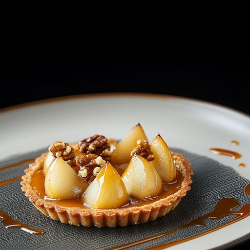 Pear Walnut Tart Flambe