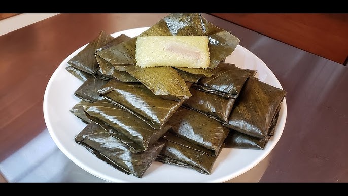 Yuca bread in banana leaf, Naga sticky rice bread