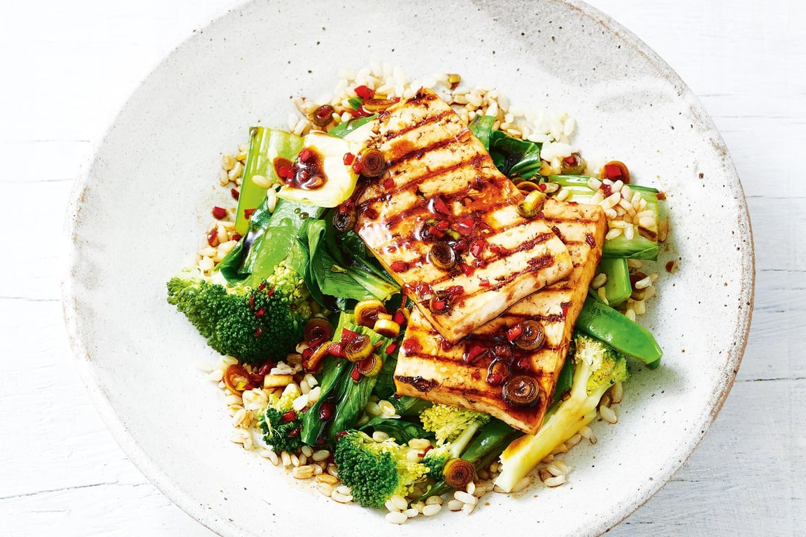 BBQ Tofu with Greens
