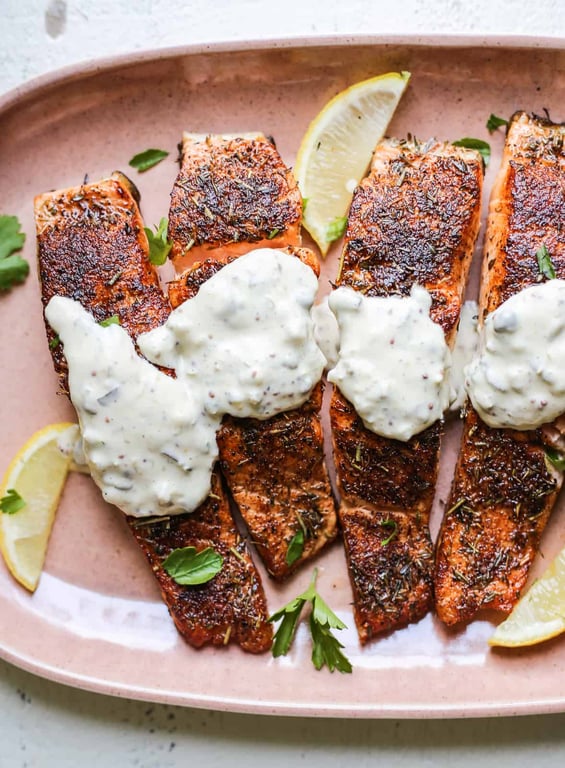 Grill Salmon with Tartar Sauce