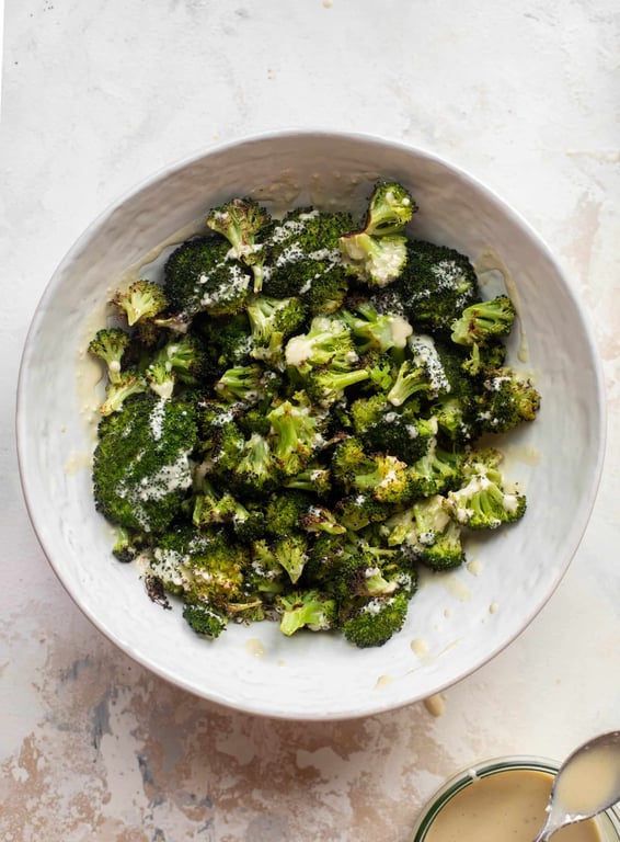 Roasted Baby Broccoli + Kale Caesar Salad