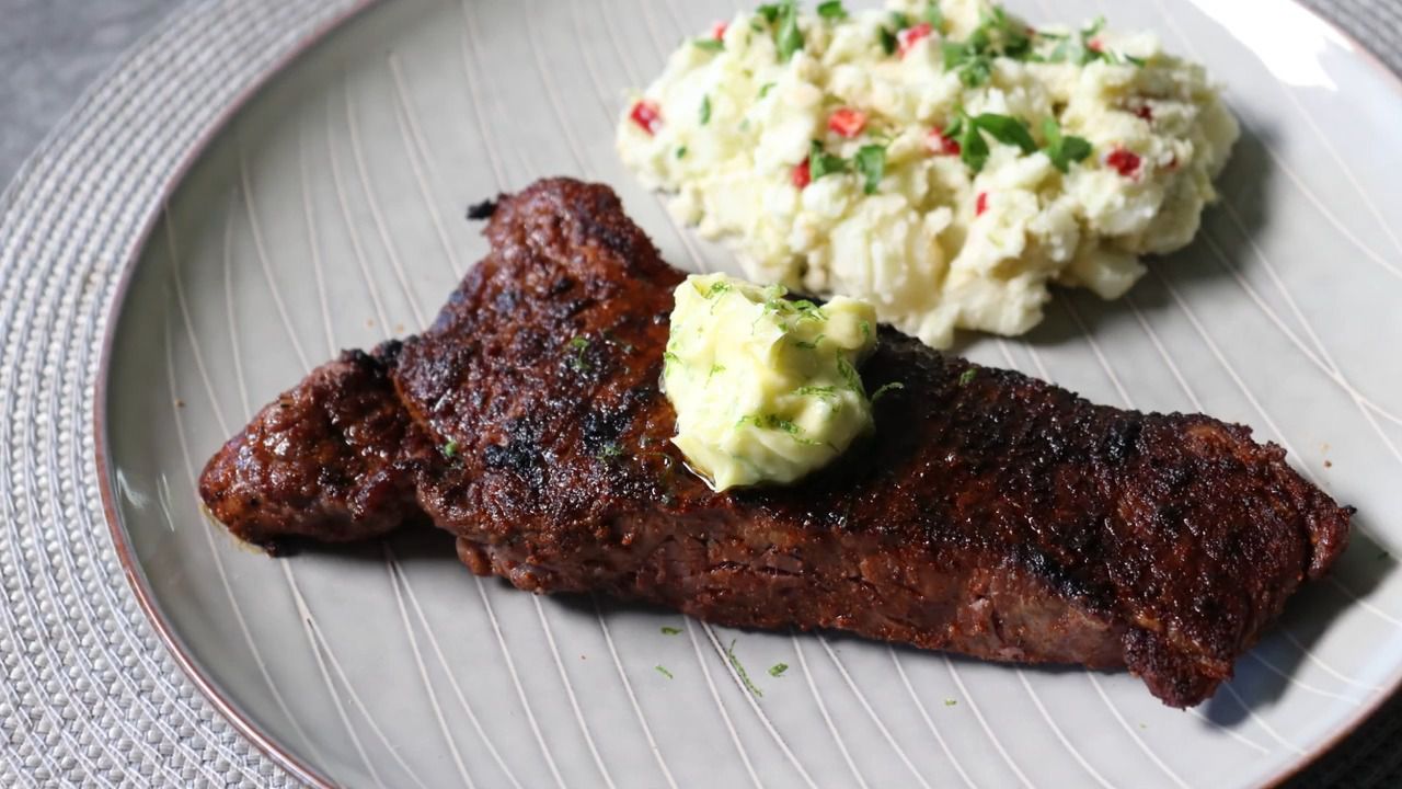 Chile Rubbed Ribeye + Cilantro Lime Butter
