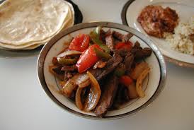 Beef Fajitas, Charo beans, Spanish Rice