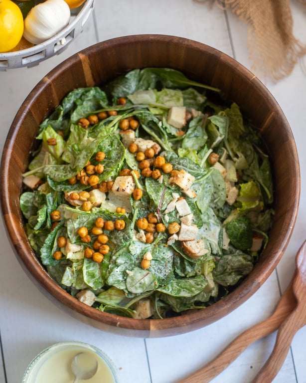 Tahini Caesar with Crispy Tofu