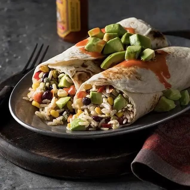 Chicken burrito with cilantro lime rice