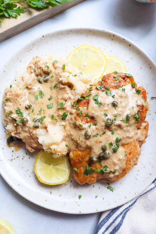 Chicken picata with garlic