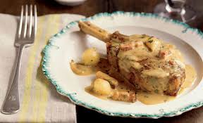 Cream and mustard veal chop