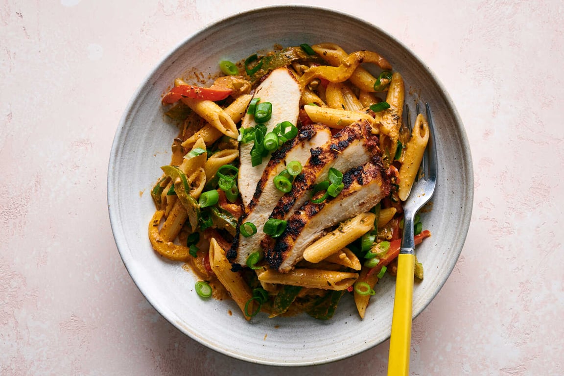 Jerk Rasta Pasta (Chicken or Vegan)
