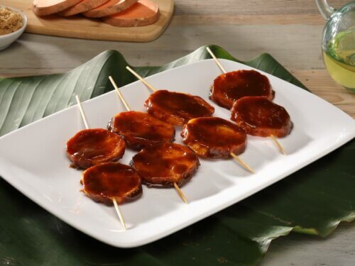 Kamote Cue (Cassava Sugar Skewers)