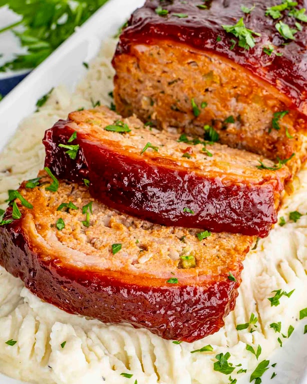 Bacon wrapped meatloaf with glaze