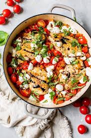 Ground chicken caprese skillet