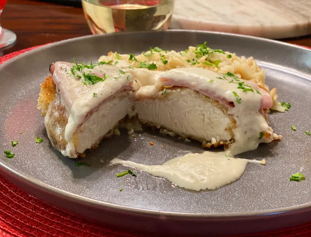 Deconstructed chicken cordon bleu