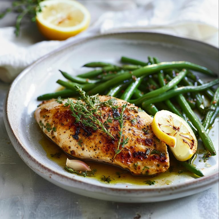 Herb Roasted Chicken braised beans &sautéed greens