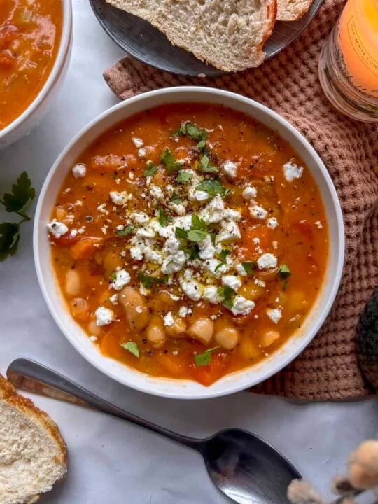 White Bean Soup with Olives & Feta