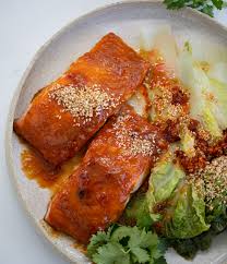 Miso-Honey Salmon with cabbage