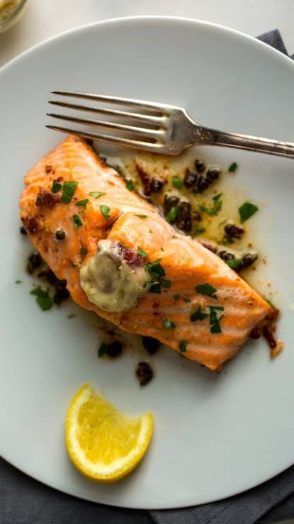 Anchovy Butter Seared Salmom