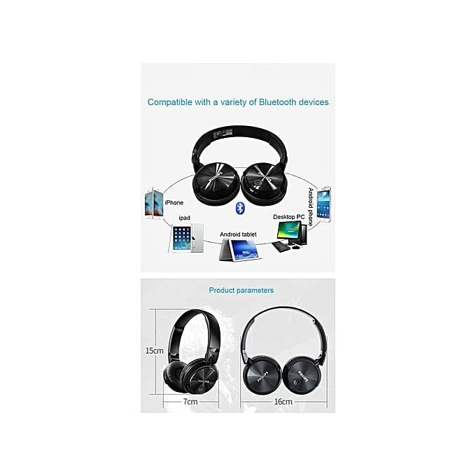 Casque Bluetooth Philips SHB3060 - Coussinets Remplacés Neufs, Batterie OK, Occasion Fonctionnel