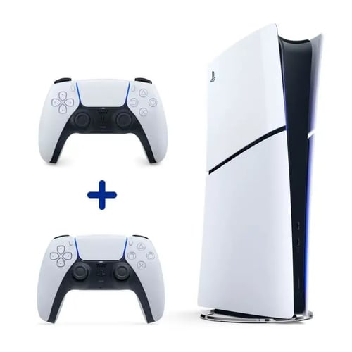 Pack PS5 Digital : Console PS5 Digitale (Modèle Slim) + 2ème Manette sans fil PS5 DualSense Blanche
