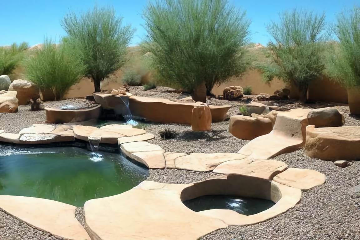 Desert Backyard ith Water Feature