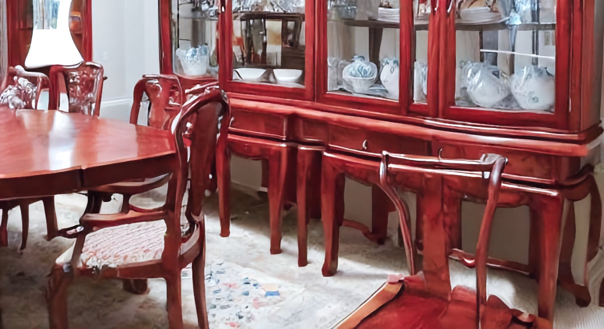 dining room with china cabinet