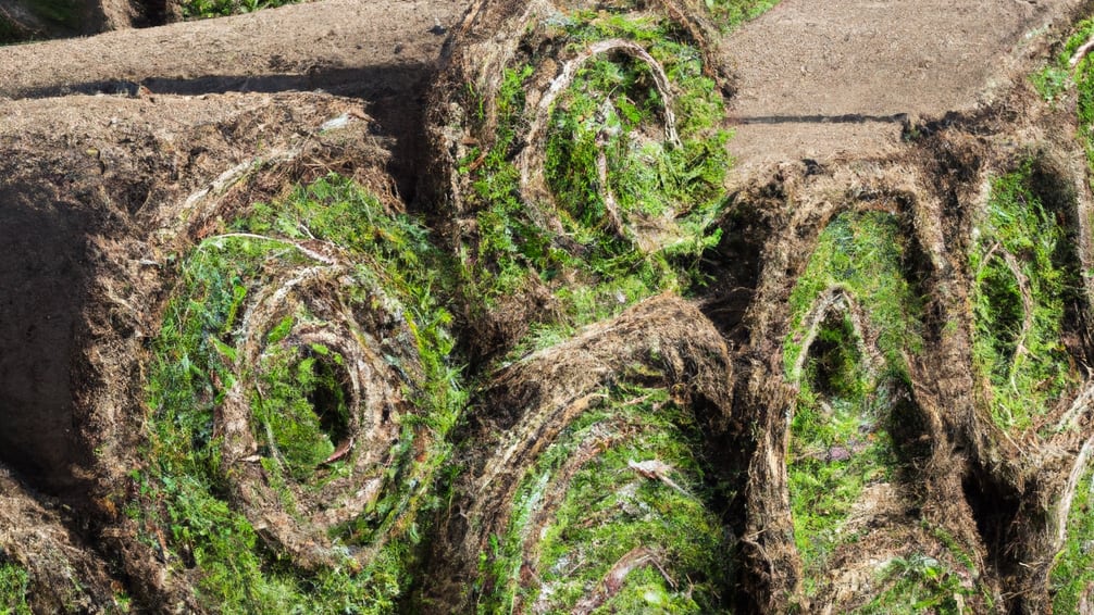 laying rolls of lawn sod