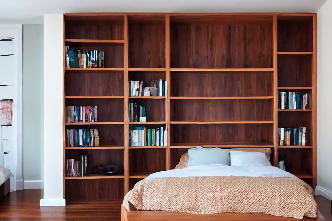 Hardoowd Bookshelf in Bedroom