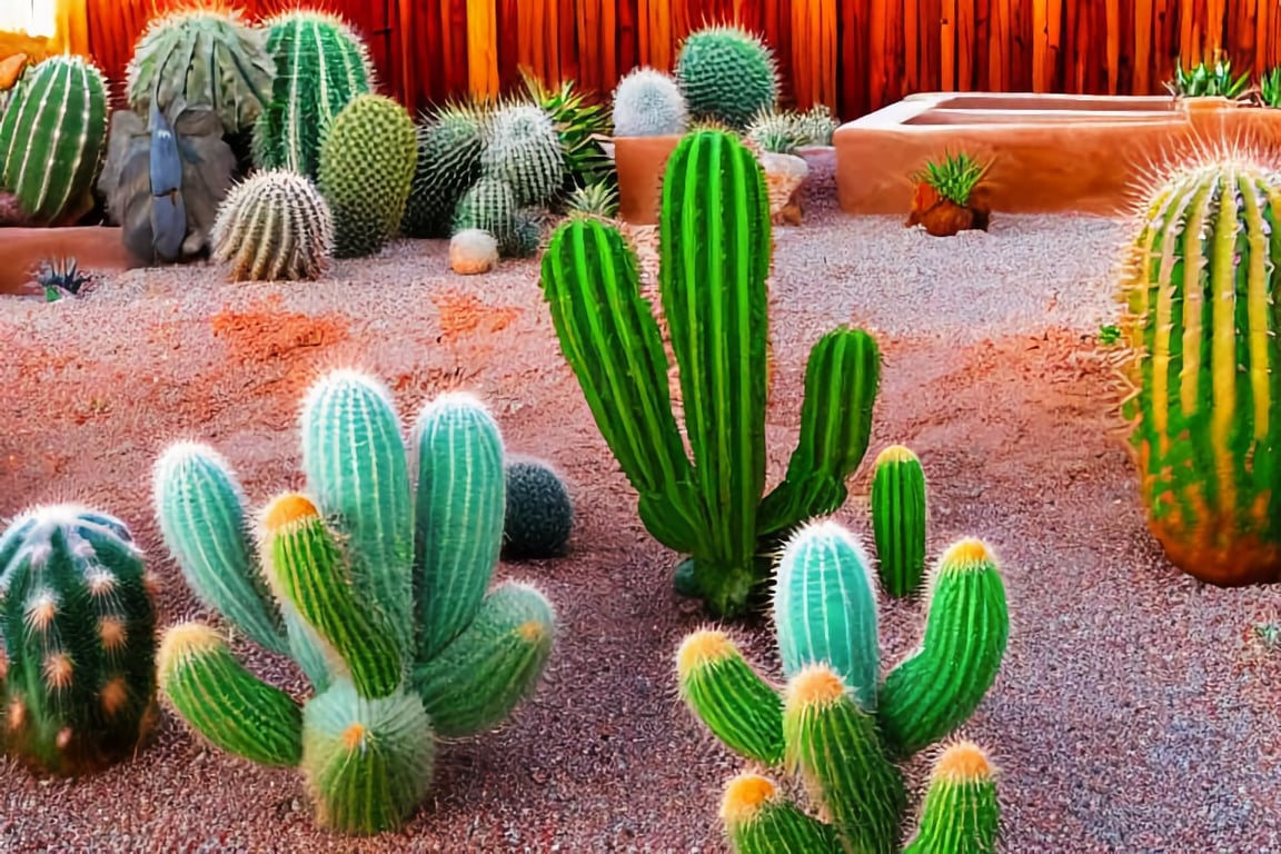 Desert Backyard with Flowering Cactus