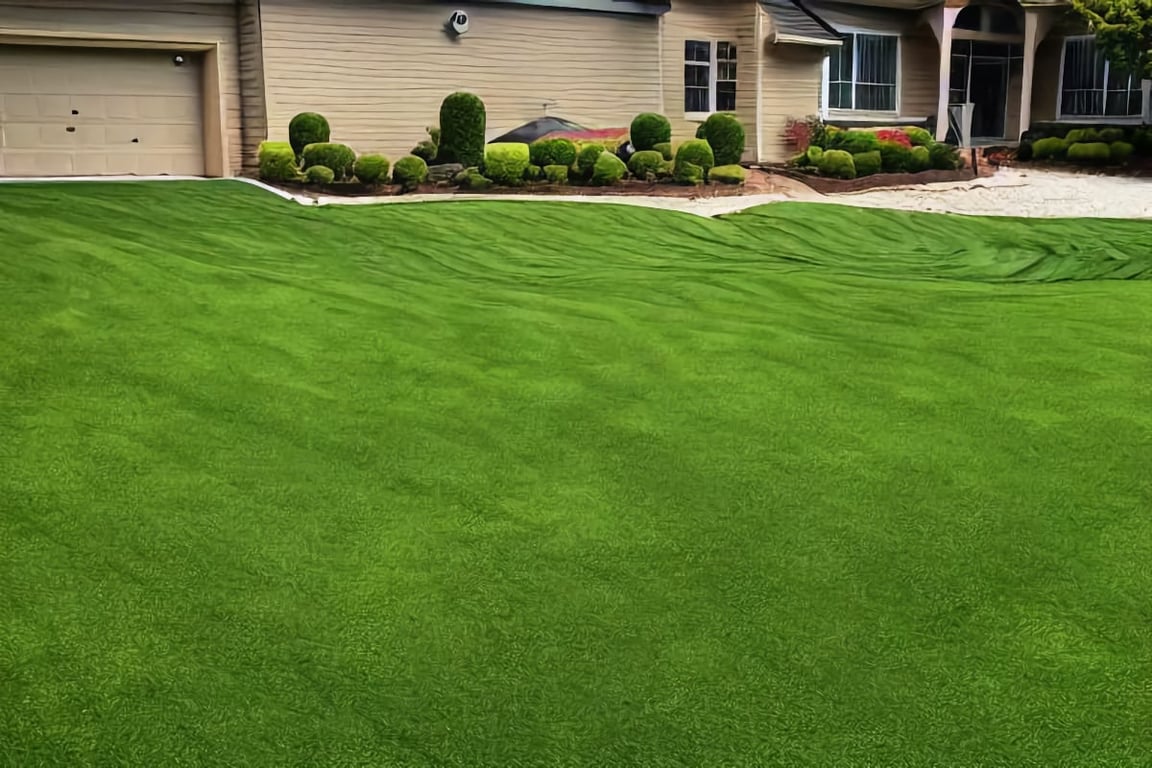 Rolling sod lawn