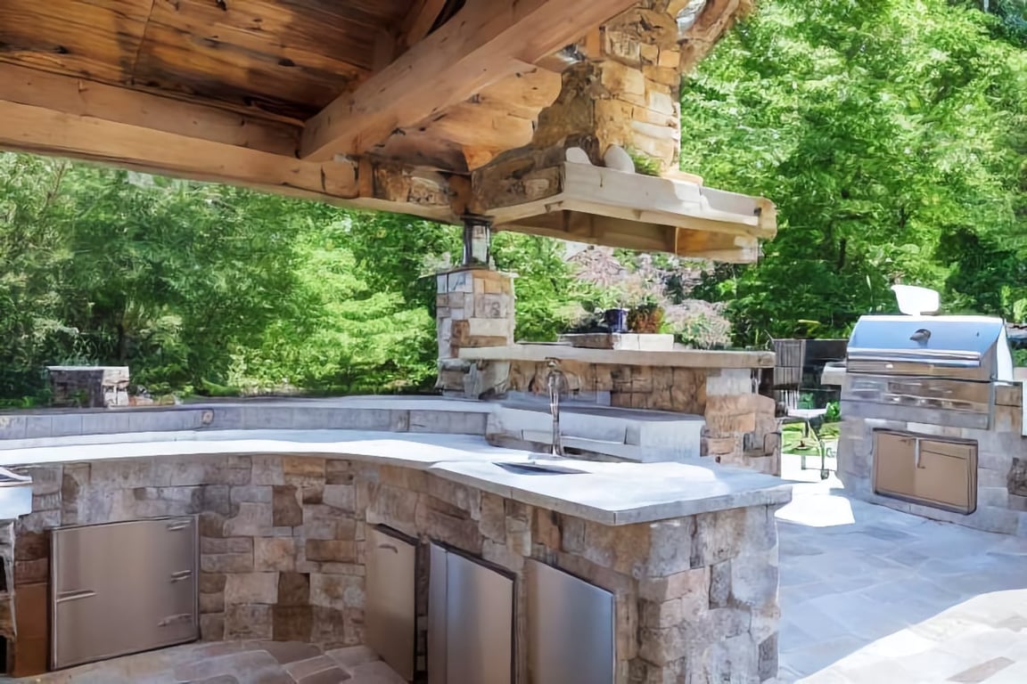stone countertop outdoor kitchen