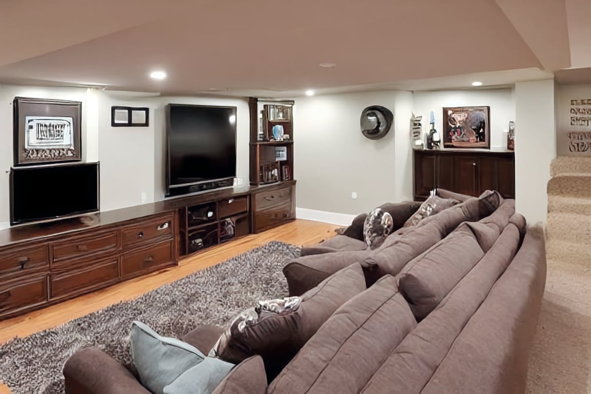 Wood tiles in basement