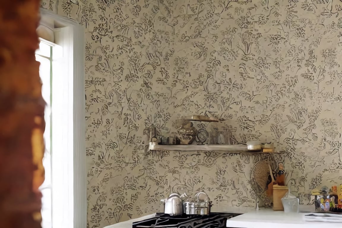 Painting kitchen wallpaper