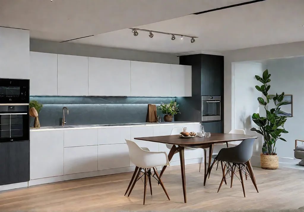 A modern kitchen flooded with natural light during the day featuring afeat