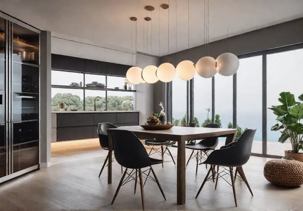 A stunning modern kitchen flooded with natural light from a large windowfeat