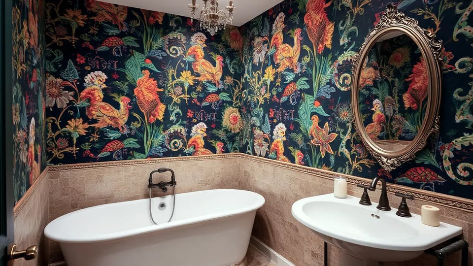 Bathroom Wallpaper Installation