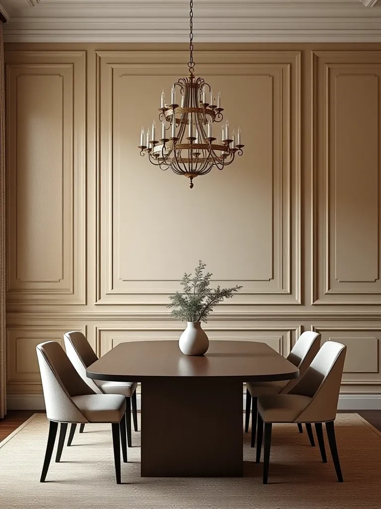 Beautifully painted contrasting tray ceiling in dining room