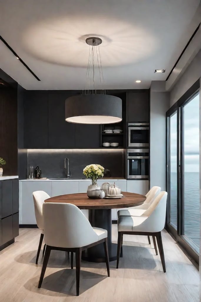 Breakfast nook with recessed lighting